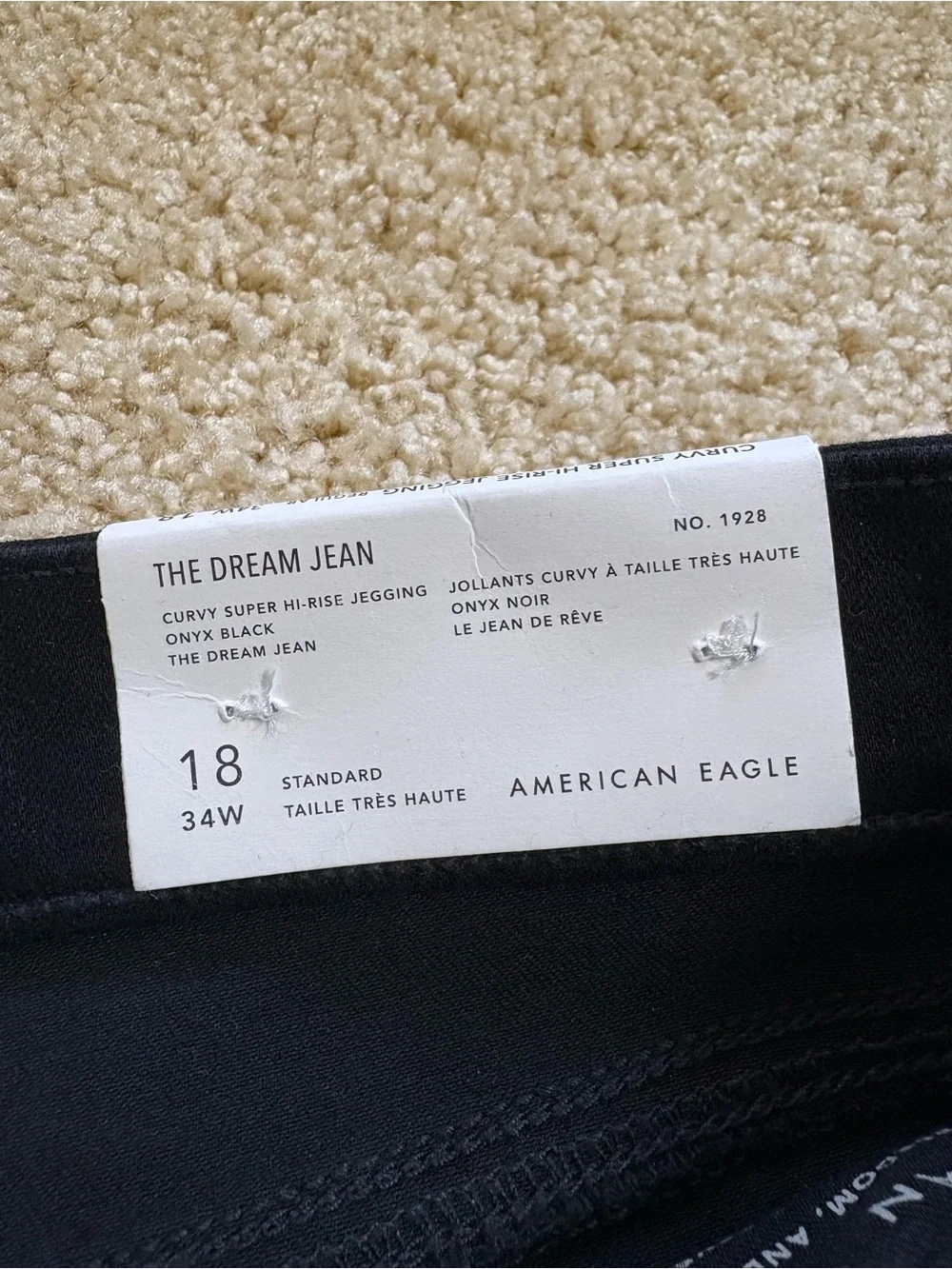 NWT American Eagle Curvy Super High-Rise Dream Jean Jegging - Black Size 18R